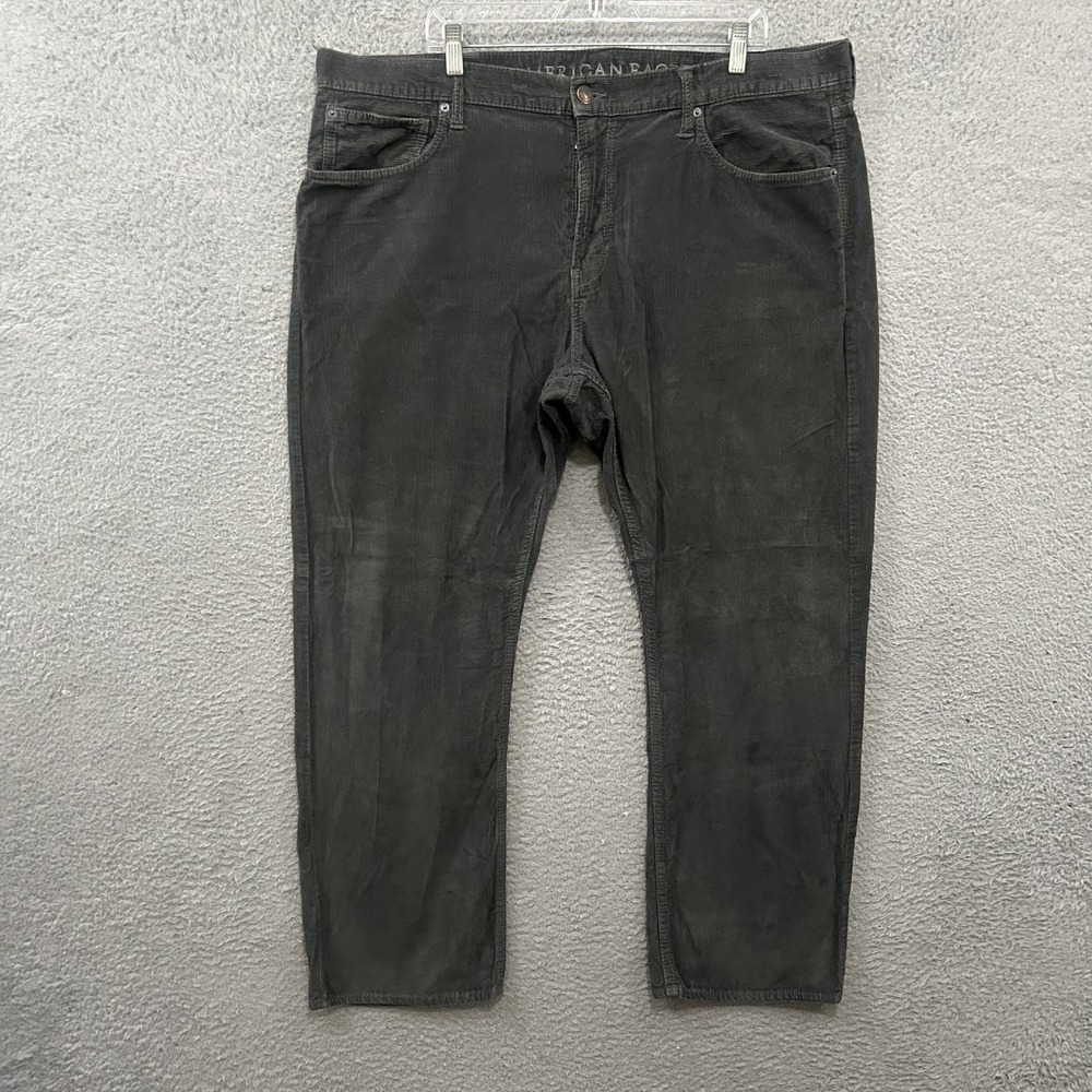 American Eagle Jeans Mens 42x32 Gray Corduroy Original Straight Pants Cotton